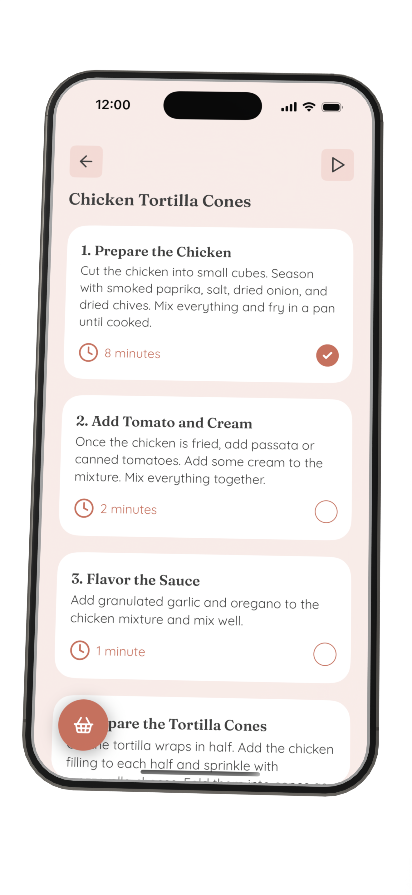 Easy to follow, step-by-step list for the recipe. Even if the author hasn't provided it – Whisk will generate it anyway.
